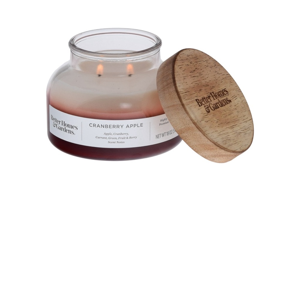 Better Homes & Gardens 18oz Cranberry Apple Scented Ombre 2-Wick Bell Jar Candle